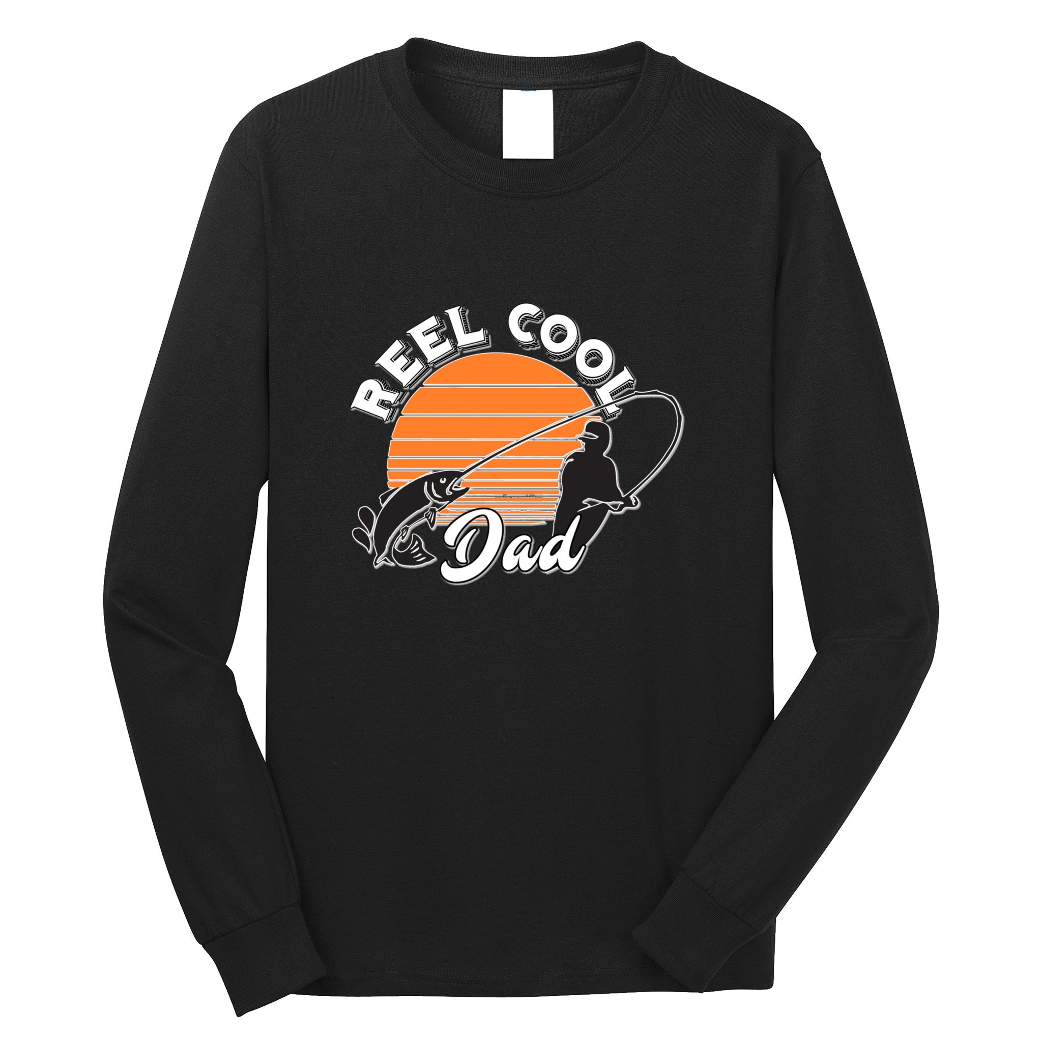 Father's Day Sunset Reel Cool Dad Real Funny Fishing Pun Gift Fishing Dad  Long Sleeve Shirt