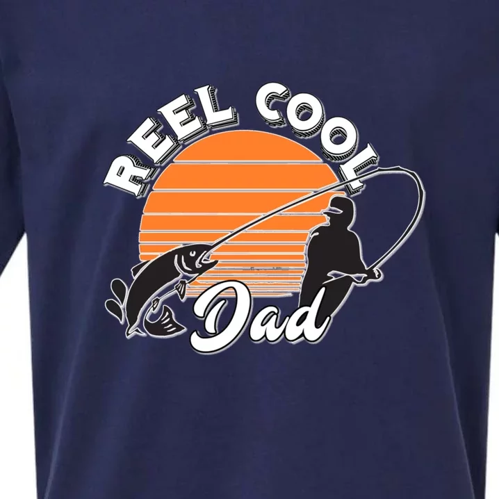 Father's Day Sunset Reel Cool Dad Real Funny Fishing Pun Gift Fishing Dad Sueded Cloud Jersey T-Shirt