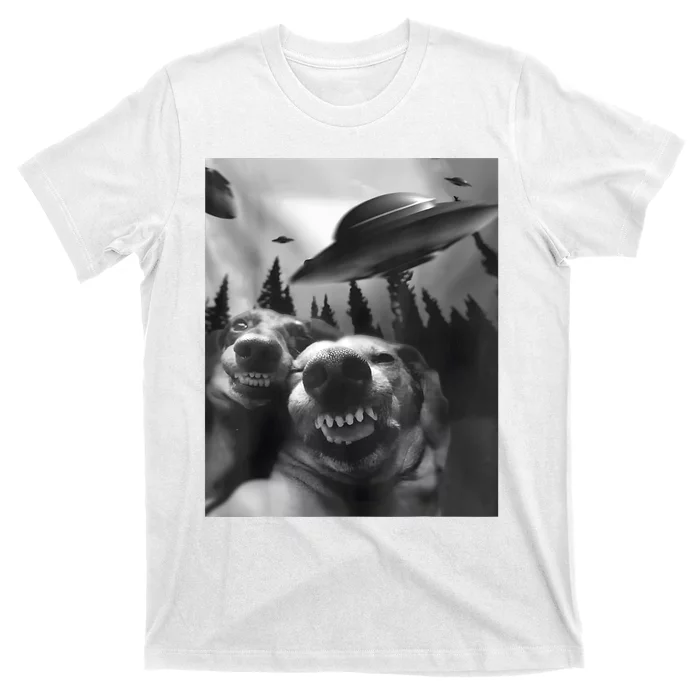 Funny Dogs Selfie With UFOs T-Shirt