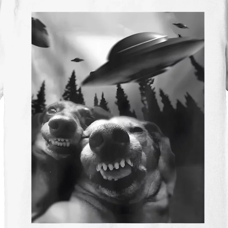 Funny Dogs Selfie With UFOs Premium T-Shirt