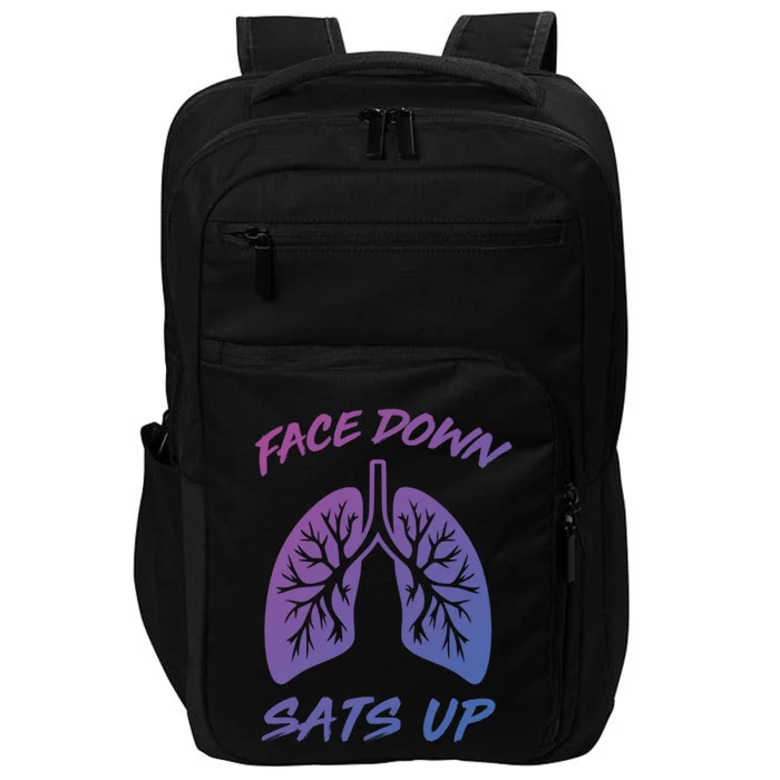 Face Down Sats Up Lungs Vintage Respiratory Therapist Rt Gift Impact Tech Backpack