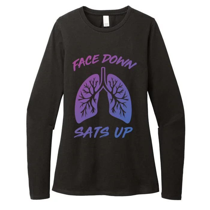 Face Down Sats Up Lungs Vintage Respiratory Therapist Rt Gift Womens CVC Long Sleeve Shirt