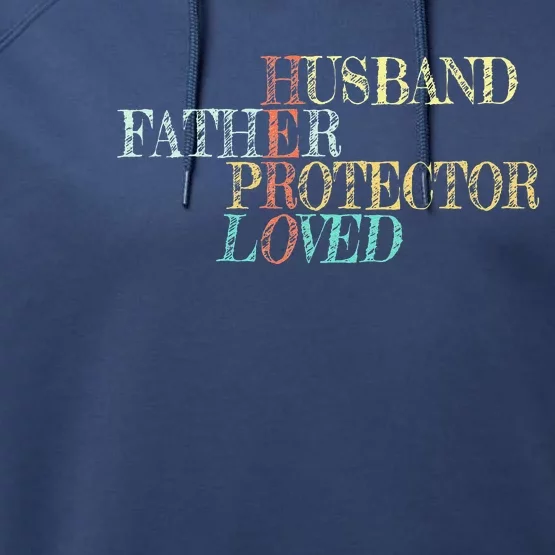 Fathers Day Sketch Father Husband Protector Hero Loved Dad Performance Fleece Hoodie