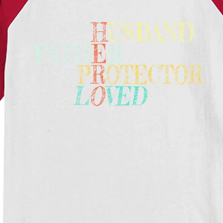 Fathers Day Sketch Father Husband Protector Hero Loved Dad Kids Colorblock Raglan Jersey