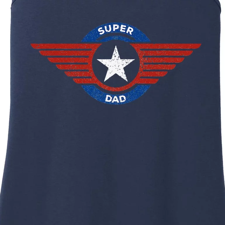 Fathers Day Super Hero Dad Father And Protector Ladies Essential Tank