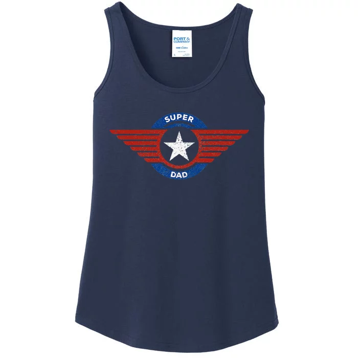 Fathers Day Super Hero Dad Father And Protector Ladies Essential Tank