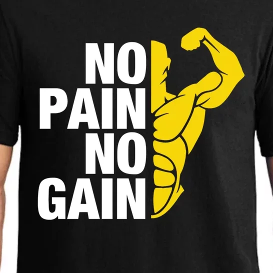 Funny Distressed Strong Gym Gift No Pain No Gain Gift Pajama Set