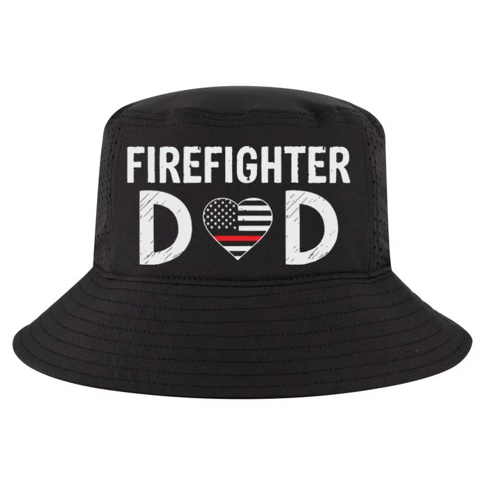 Firefighter Dad Support The Thin Red Line USA Flag Cool Comfort Performance Bucket Hat