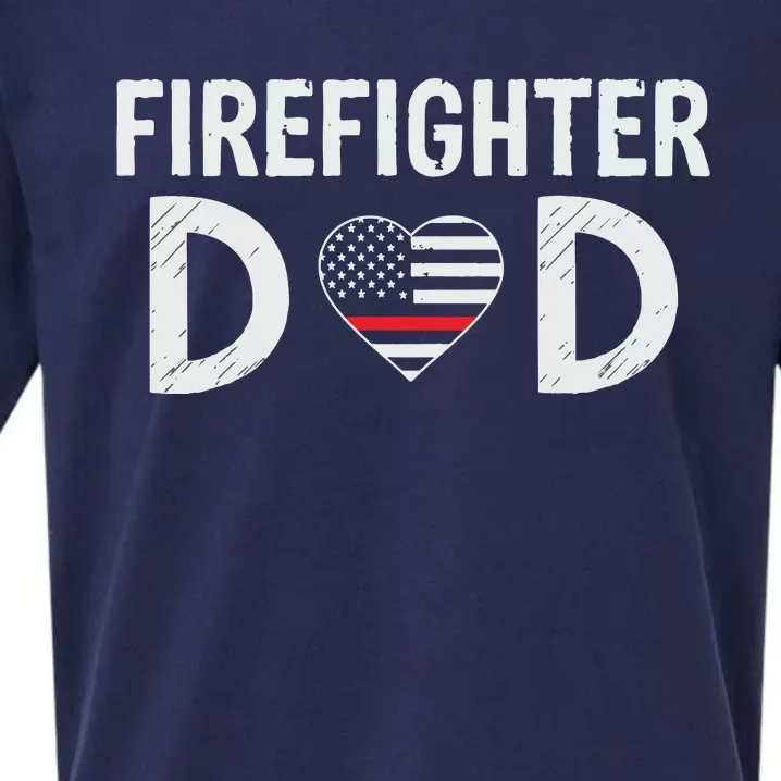 Firefighter Dad Support The Thin Red Line USA Flag Sueded Cloud Jersey T-Shirt