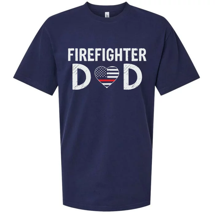 Firefighter Dad Support The Thin Red Line USA Flag Sueded Cloud Jersey T-Shirt