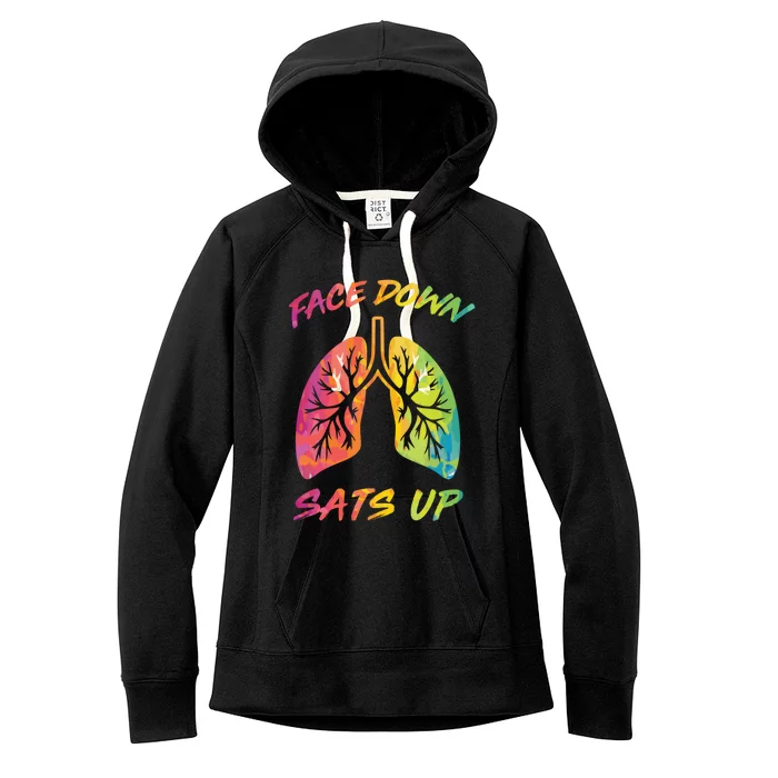 Face Down Sats Up Lungs Vintage Respiratory Therapist Rt Gift Women's Fleece Hoodie