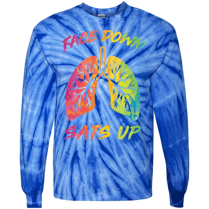 Face Down Sats Up Lungs Vintage Respiratory Therapist Rt Gift Tie-Dye Long Sleeve Shirt