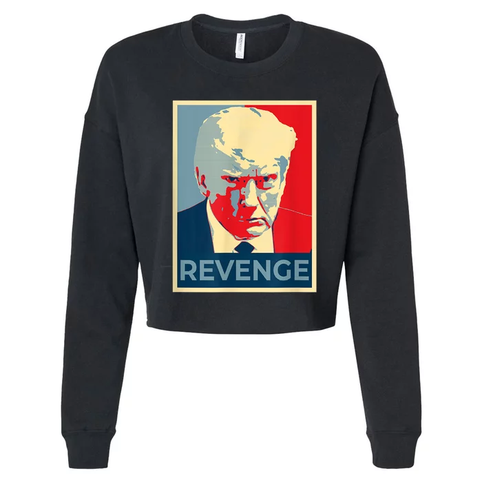 Free Donald Trump Mug Shot Republican Revenge MAGA 2024 Cropped Pullover Crew