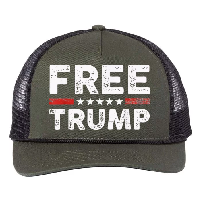 Free Donald Trump Republican Support Pro Trump American Flag Retro Rope Trucker Hat Cap