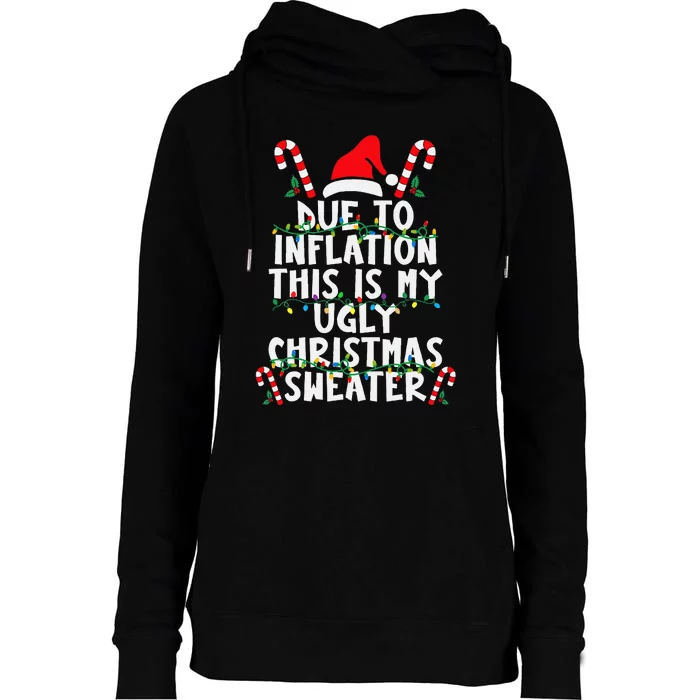 Funny Due To Inflation Ugly Christmas Sweaters For Womens Funnel Neck Pullover Hood