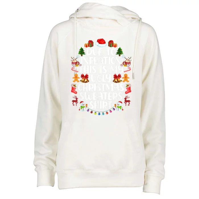 Funny Due To Inflation Ugly Christmas Sweaters Womens Funnel Neck Pullover Hood