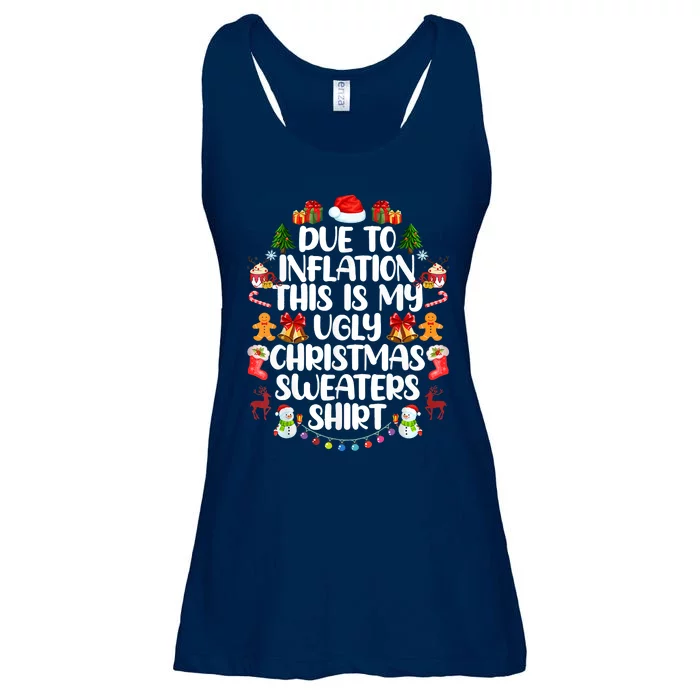 Funny Due To Inflation Ugly Christmas Sweaters Ladies Essential Flowy Tank