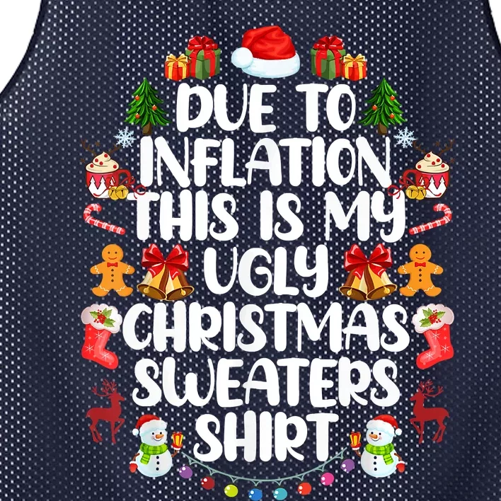 Funny Due To Inflation Ugly Christmas Sweaters Mesh Reversible Basketball Jersey Tank