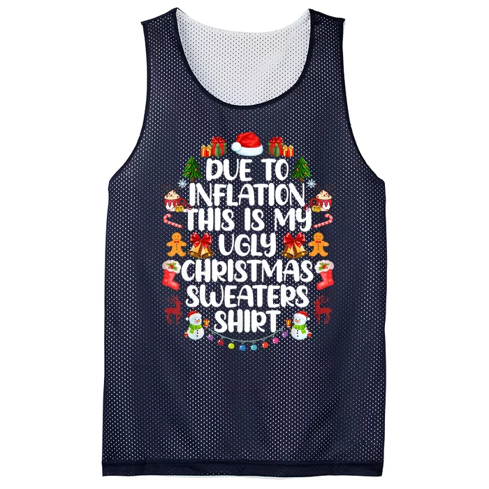 Funny Due To Inflation Ugly Christmas Sweaters Mesh Reversible Basketball Jersey Tank