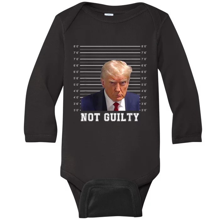 Free Donald Trump Mug Shot Republican President MAGA 2024 Baby Long Sleeve Bodysuit