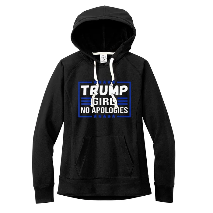 Funny Donald Trump Girl No Apologies Election 2024 Trump Women's Fleece Hoodie