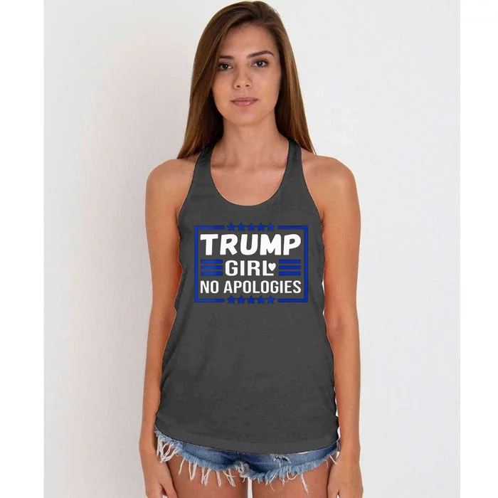 Funny Donald Trump Girl No Apologies Election 2024 Trump Women's Knotted Racerback Tank