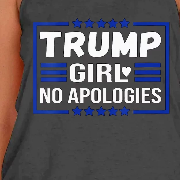 Funny Donald Trump Girl No Apologies Election 2024 Trump Women's Knotted Racerback Tank