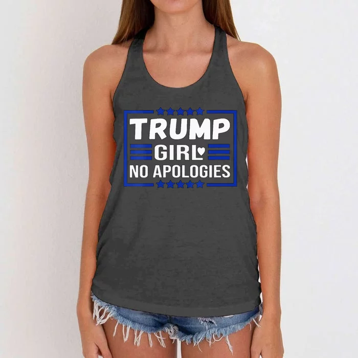 Funny Donald Trump Girl No Apologies Election 2024 Trump Women's Knotted Racerback Tank