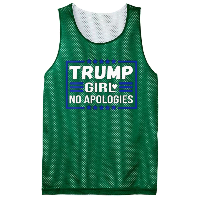 Funny Donald Trump Girl No Apologies Election 2024 Trump Mesh Reversible Basketball Jersey Tank