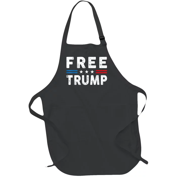 Free Donald Trump Republican Support Pro Trump American Flag Full-Length Apron With Pocket