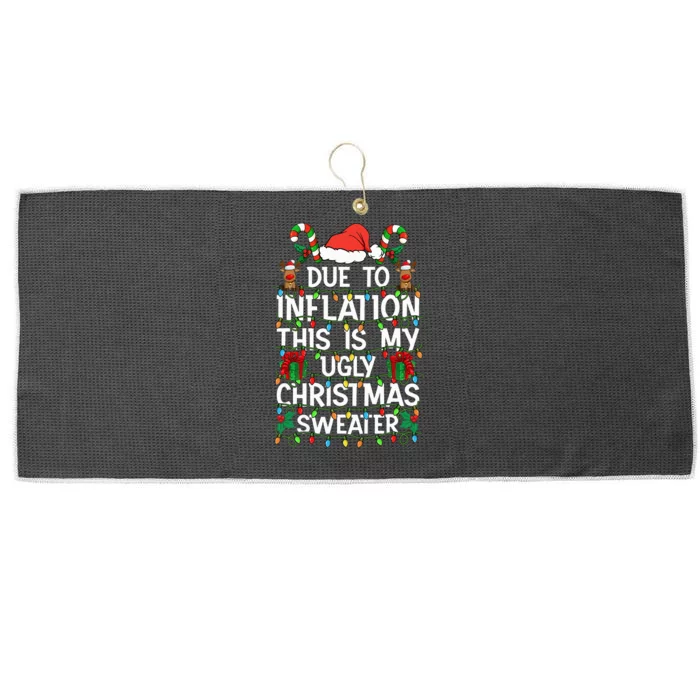 Funny Due To Inflation Ugly Christmas Sweaters Large Microfiber Waffle Golf Towel