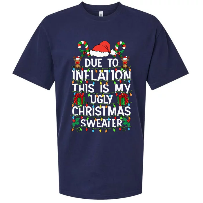 Funny Due To Inflation Ugly Christmas Sweaters Sueded Cloud Jersey T-Shirt