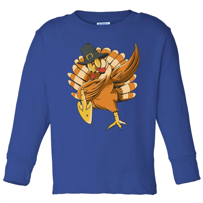 Funny Dabbing Turkey Adult Matching Thanksgiving Gift Toddler Long Sleeve Shirt