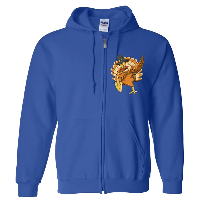 Funny Dabbing Turkey Adult Matching Thanksgiving Gift Full Zip Hoodie