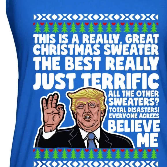 Funny Donald Trump Ugly Christmas Parody Speech Funny Gift Ladies Essential Flowy Tank