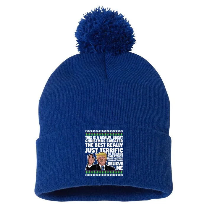 Funny Donald Trump Ugly Christmas Parody Speech Funny Gift Pom Pom 12in Knit Beanie