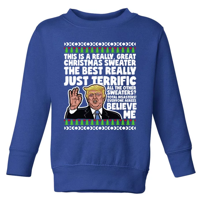 Funny Donald Trump Ugly Christmas Parody Speech Funny Gift Toddler Sweatshirt