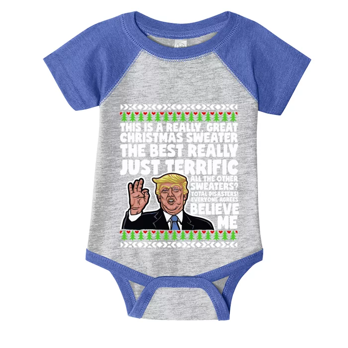 Funny Donald Trump Ugly Christmas Parody Speech Funny Gift Infant Baby Jersey Bodysuit