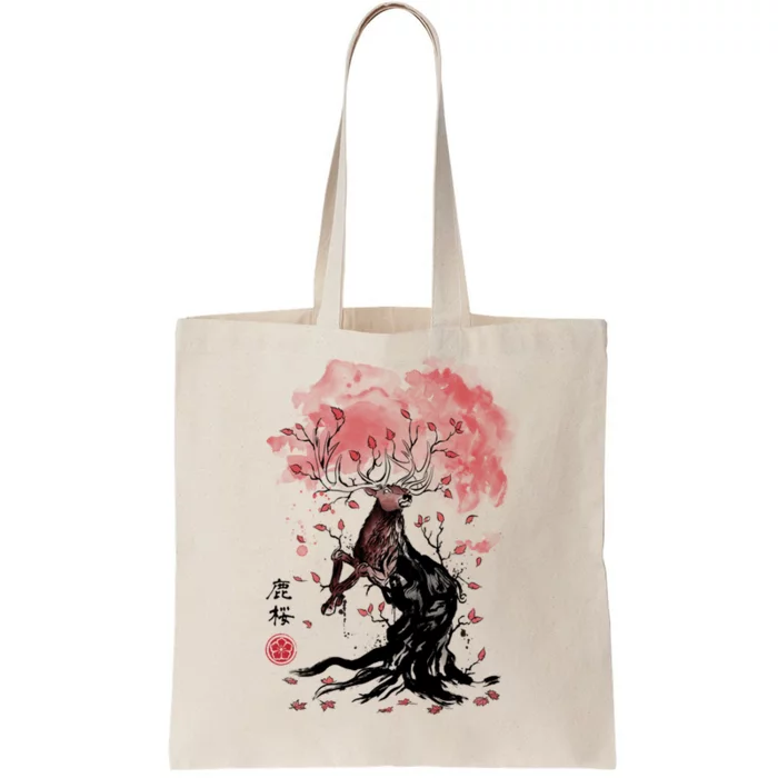 Fantasy Deer Tree Japanese Style Art Picture Painting Tote Bag