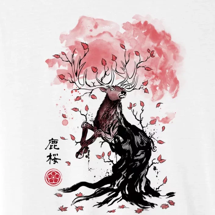 Fantasy Deer Tree Japanese Style Art Picture Painting ChromaSoft Performance T-Shirt