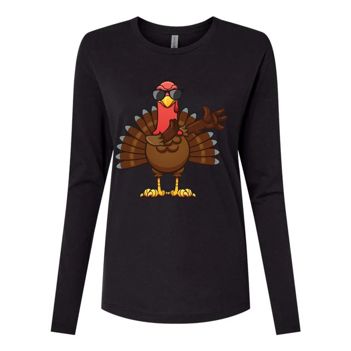 Funny Dabbing Turkey Dab Thanksgiving Day Gift Womens Cotton Relaxed Long Sleeve T-Shirt