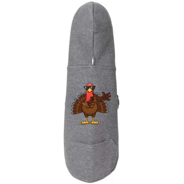 Funny Dabbing Turkey Dab Thanksgiving Day Gift Doggie 3-End Fleece Hoodie