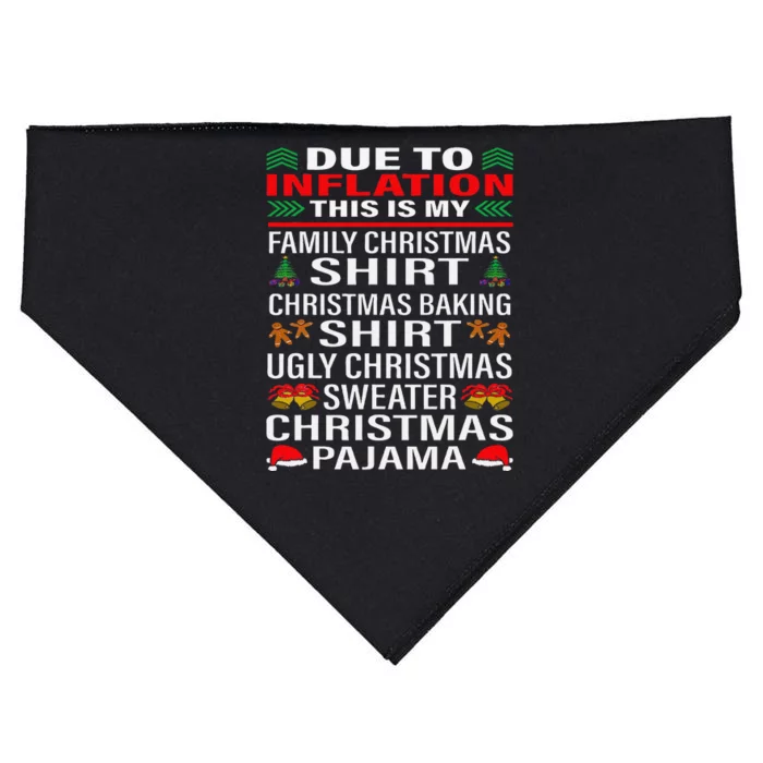 Funny Due To Inflation Ugly Christmas Sweaters For USA-Made Doggie Bandana