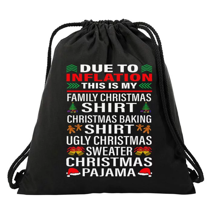 Funny Due To Inflation Ugly Christmas Sweaters For Drawstring Bag