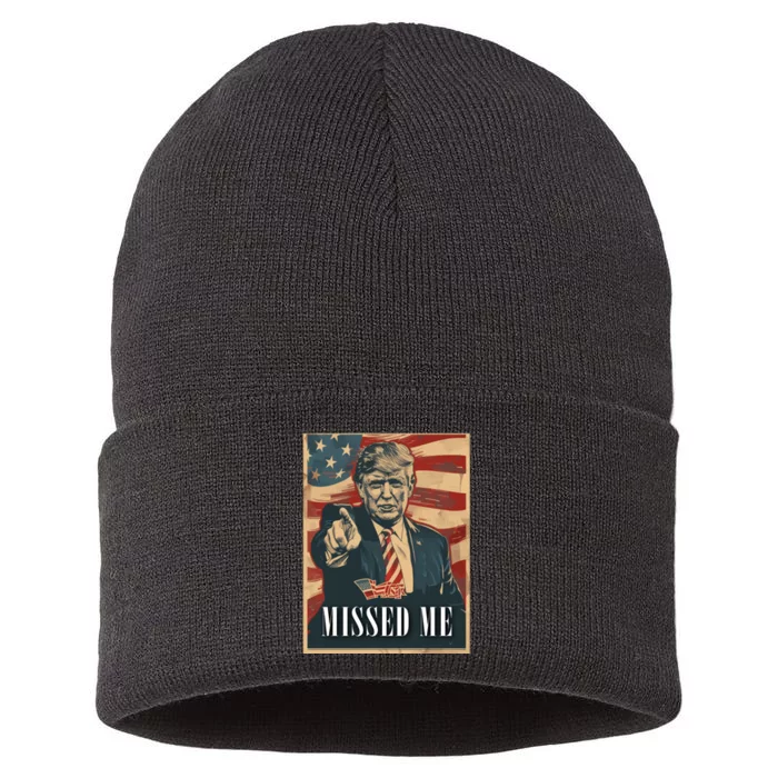 Funny Donald Trump Missed Me Assassination Attempt 2025 Long Sustainable Knit Beanie