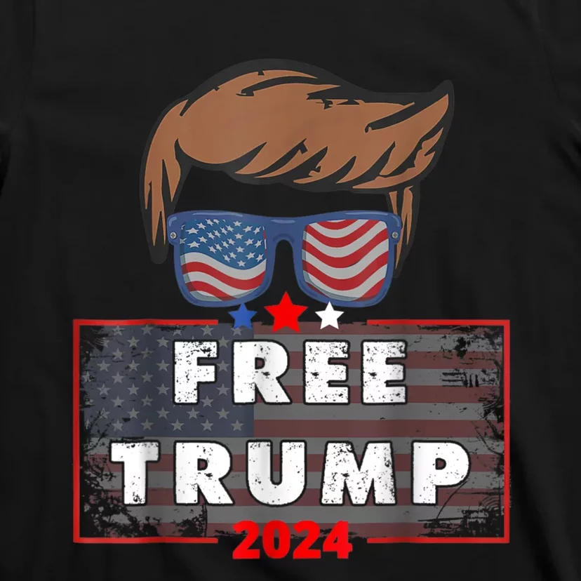 Free Donald Trump Republican Support Pro Trump American Flag T-Shirt