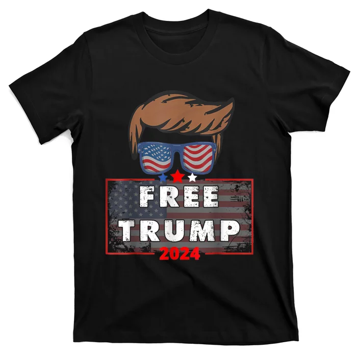 Free Donald Trump Republican Support Pro Trump American Flag T-Shirt