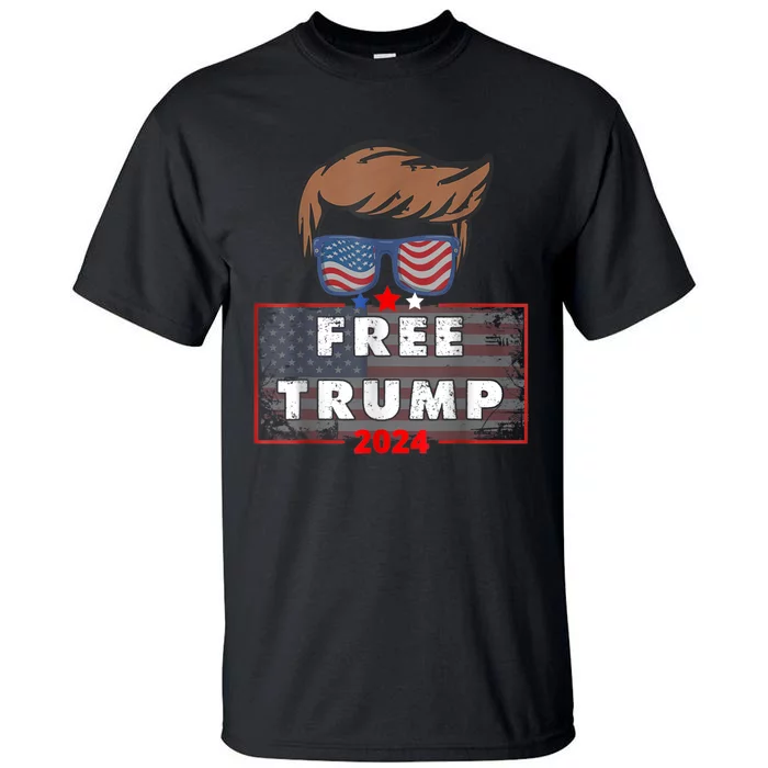 Free Donald Trump Republican Support Pro Trump American Flag Tall T-Shirt