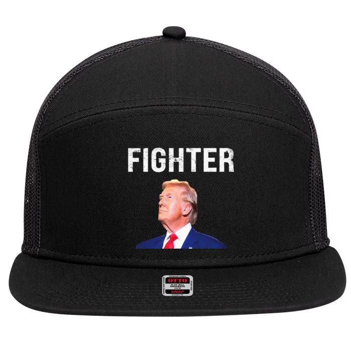 Fighter Donald Trump 2024 7 Panel Mesh Trucker Snapback Hat