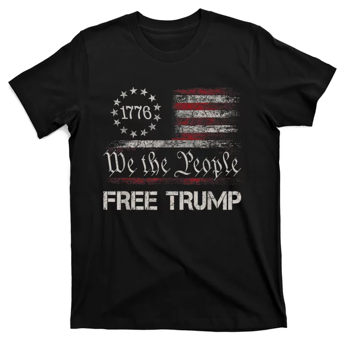 Free Donald Trump Republican Support Pro Trump American Flag T-Shirt